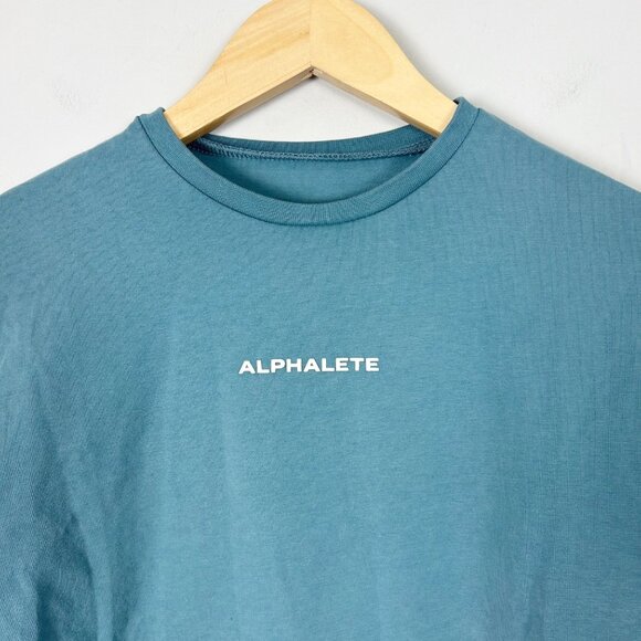 Alphalete Blue Cropped Tee Long Sleeve Active Athleisure Athletic Size XS Women' - Picture 2 of 4